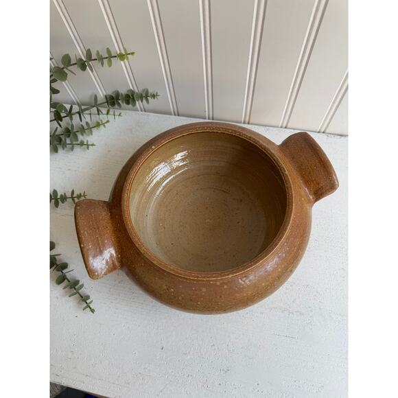 Salt Glazed Stoneware Covered Dish | Rustic Handmade Pottery Blue Floral Design - Picture 6 of 9